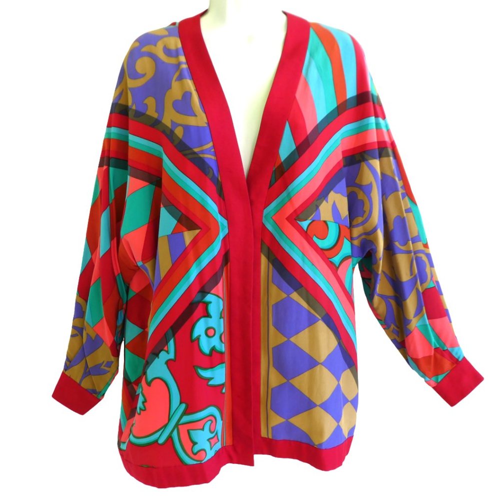 SiLK Kimono Cover Up Vintage Anne Crimmins for UMI Collections Jacket Art Deco 8